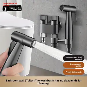 304 stainless steel spray gun, Handheld Bidet Sprayer, 360° rotating, telescopic and reboundable, 5M extra-long water pipe, 4-point interface, household pressurized dual-control valve, PU eco-friendly material, bathroom floor cleaning set