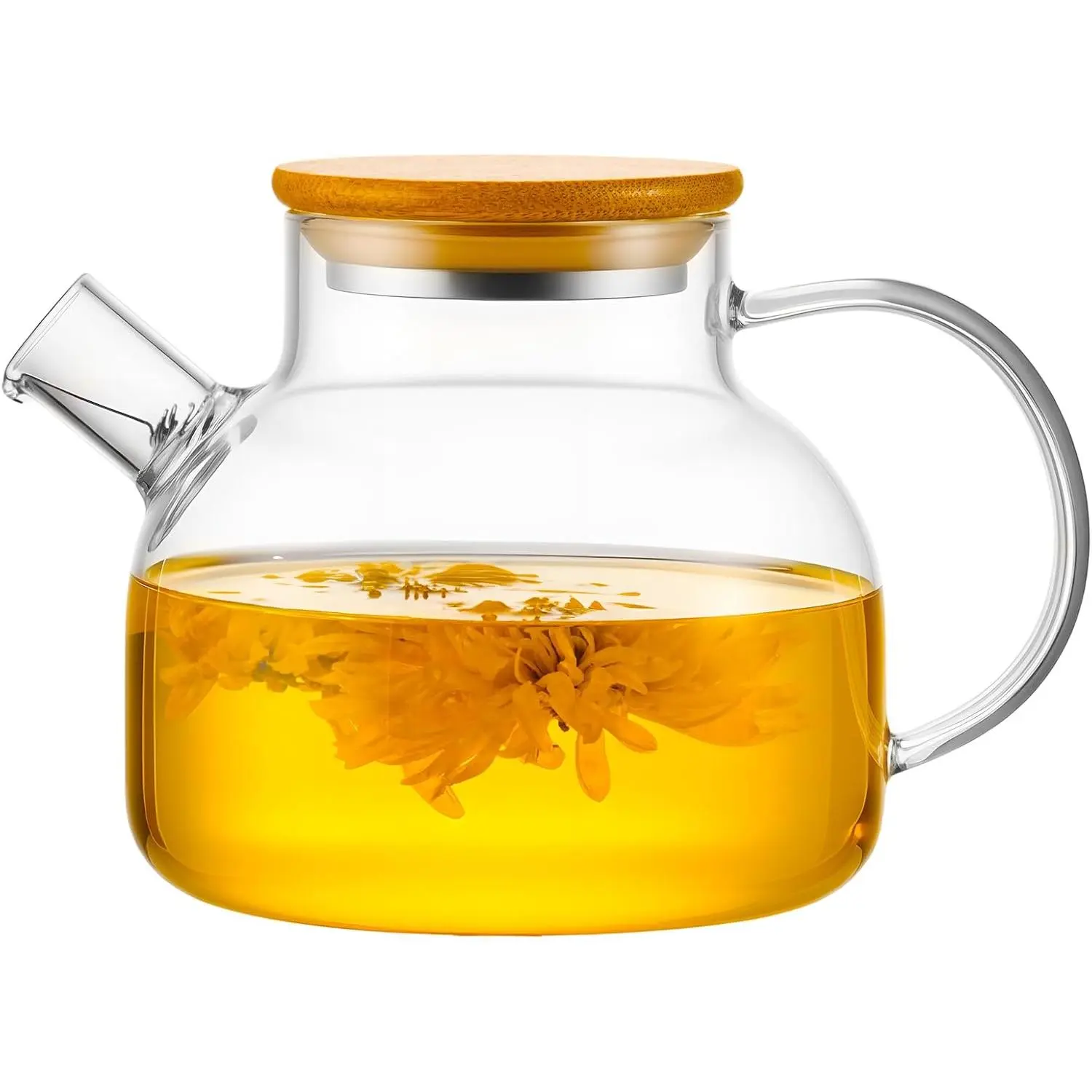 Glass Teapot Stovetop 20 OZ/600ml, Borosilicate Clear  Kettle with  Lid, Glass  pot with Removable Filter Spout, Teapot Blooming and Loose Leaf  Maker  Brewer for Camping