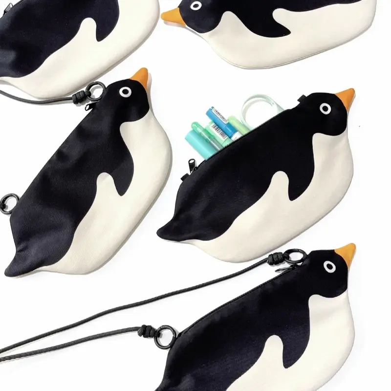 Pipizu Studio Cute Penguin Crossbody Bag for Everyone with Young Heart, 11” x 4.9” , Handmade Design, Natural and Organic Materials