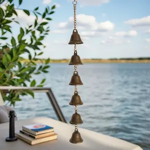 Handmade Rustic Iron Wind Chime - Classic Metal Bells with Decorative Chain for Garden, Courtyard, or Wall Handcrafted Outdoor Decor & Thanksgiving Home Ornament Windchimes