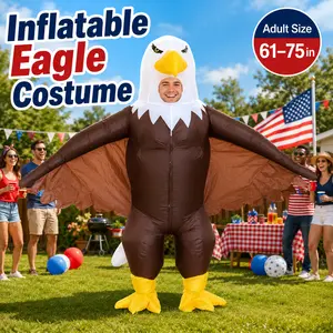 Adult Inflatable Bald Eagle Mascot Costume - USB-Powered Blow-Up Suit for Halloween, Patriotic Parties