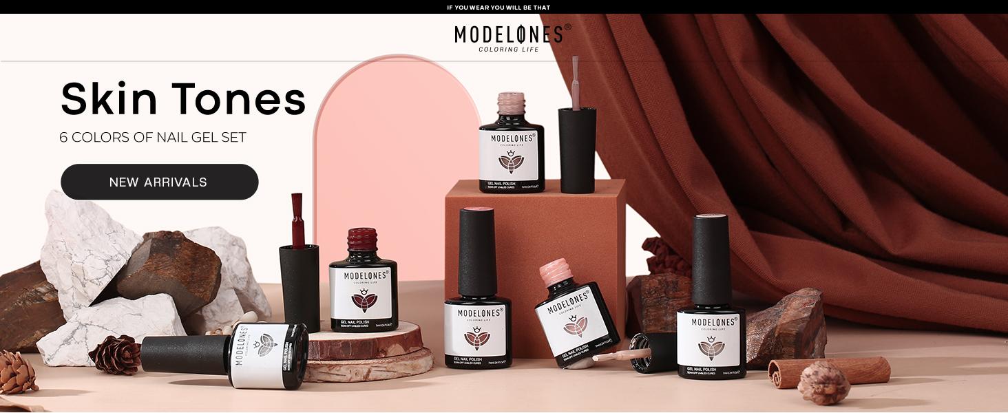 Modelones 2026 Limited Edition 6-Color Nude Gel Nail Polish Kit - Salon-Quality, 28-Day No Peel-Off, Bubble-Free, Paraben-Free, Easy Application, DIY Nail Art Set