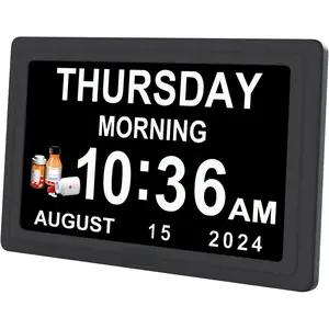 Dementia Digital Clock for Seniors , 20  Reminders 3 Ringtones for Memory Loss Alzheimers, Electric Time Date Day Large Display Calendar Clock, Auto DST, 1024 * 600P