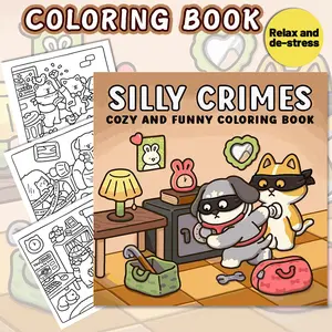 1pc Cute and Funny Pet Crime Coloring Book, with high-quality coloring sheets full of cat and dog "crime" details. Relax, laugh, and create; perfect for casual entertainment, enhancing creativity. Ideal for everyday enjoyment and a Christmas gift.