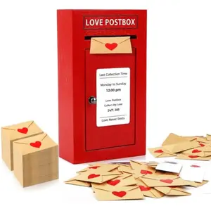 Romantic Love Postbox with 50 Mini Love Notes and Envelopes, Valentines Day Gifts for Him, Cute Valentines Gift for Husband Boyfriend, Vday LoveLetter, Long Distance Relationship Gifts