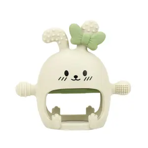 Multi-Textured Easter Bunny Teething Relief Rattle, Hand Grip Silicone Teether for Babies, Thumb Sucking Solution, Easter Baby Gift & Sensory Toy #MultiTexturedTeether #EasterBabyGift