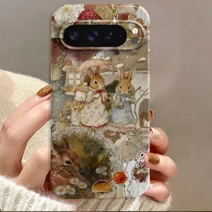 Rabbit Deer Mushroom Flower Film Hard Phone Case Suitable for Google Pixel 9 Pro XL/9 Pro 5G/9/ 8 Pro/ 8/ 8A/ 7 Pro/ 7/ 7a/10/10 Pro/10 Pro XL, All Inclusive Cover, Gift for Men and Women