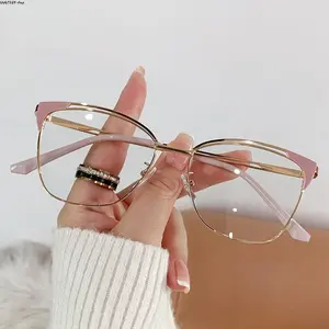 Photochromic Cat Eye Blue Light Blocking Glasses, UV-Activated Color Changing Eyewear, Metal Frame Anti-Eye Strain Glasses for Women