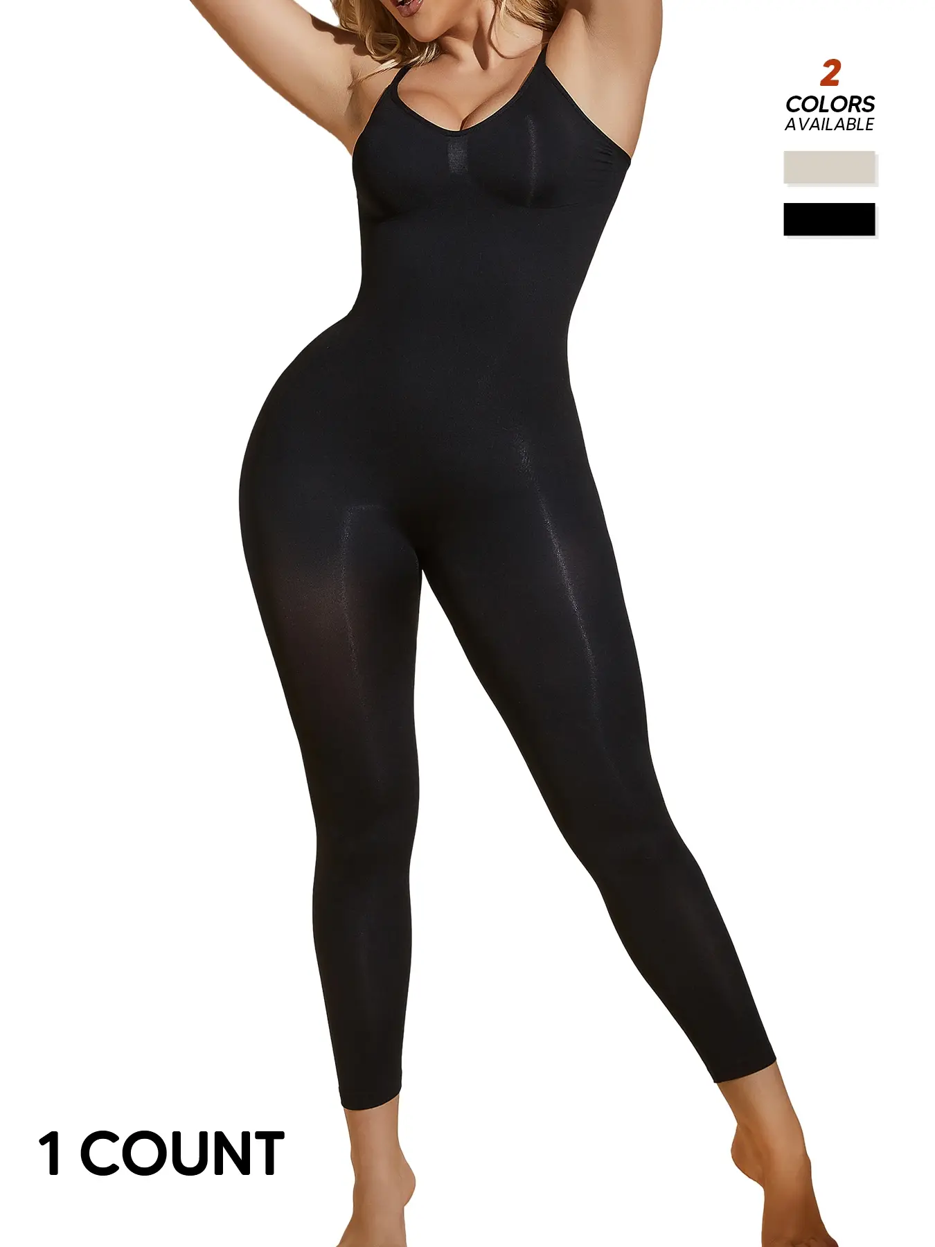 Women's Shapewear One-Piece Fine Strap High Waist Belly Control Compression Fit Bodysuit, Slimming Full Body Suit for Daily Wear, Comfortable, Soft, Smooth, Stylish, Chic and Casual, Spaghetti Strap