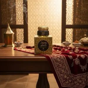 Kuwaiti Luxury Black Ma'amoul Bakhoor - Authentic Blend for Majlis Use in Exquisite Reusable Black and Gold Jar