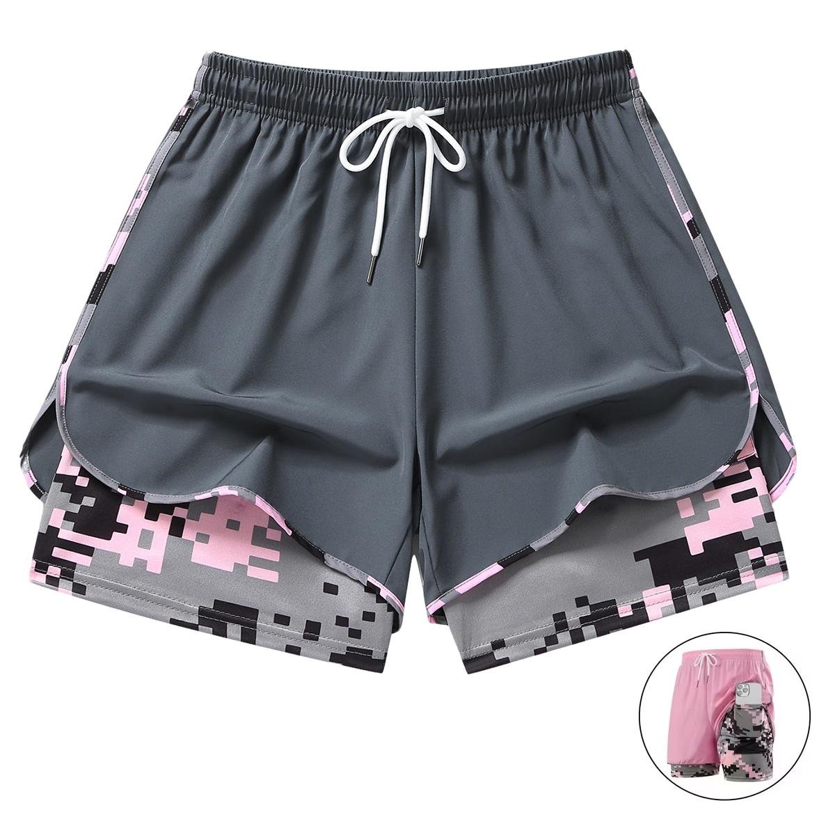 Set of 3 women’s casual athletic shorts — summer lightweight, double-layer breathable running shorts for yoga and cycling, elastic waistband, mid-thigh length,summerwins,summeroutfits,vacationoutfits,beachoutfits
