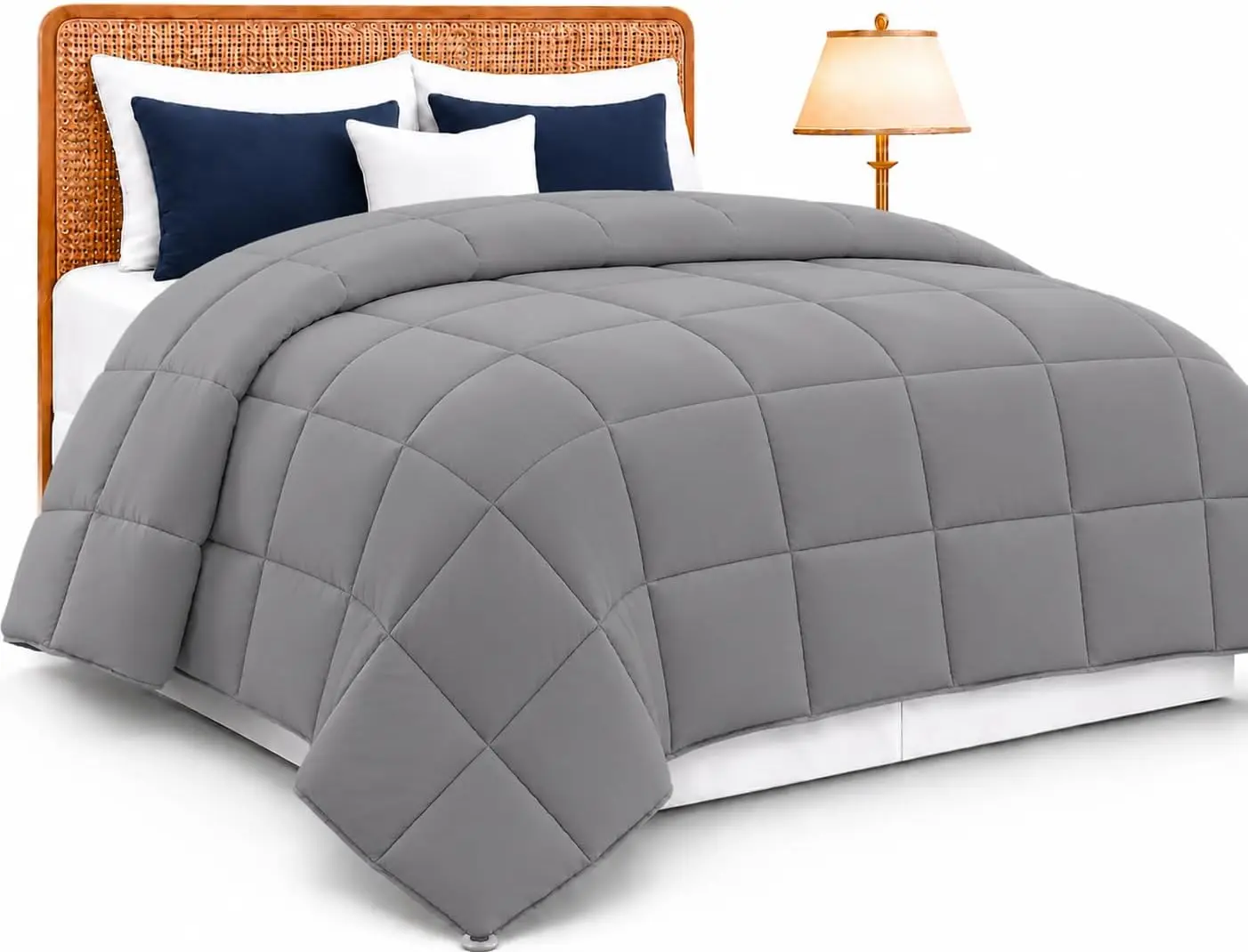 LUX  King Comforter – 102x90-Soft Down Alternative Duvet Insert with Corner Tabs & Box Stitching, Hotel Quality Plush Hypoallergenic Microfiber, Oeko-TEX Certified – Grey