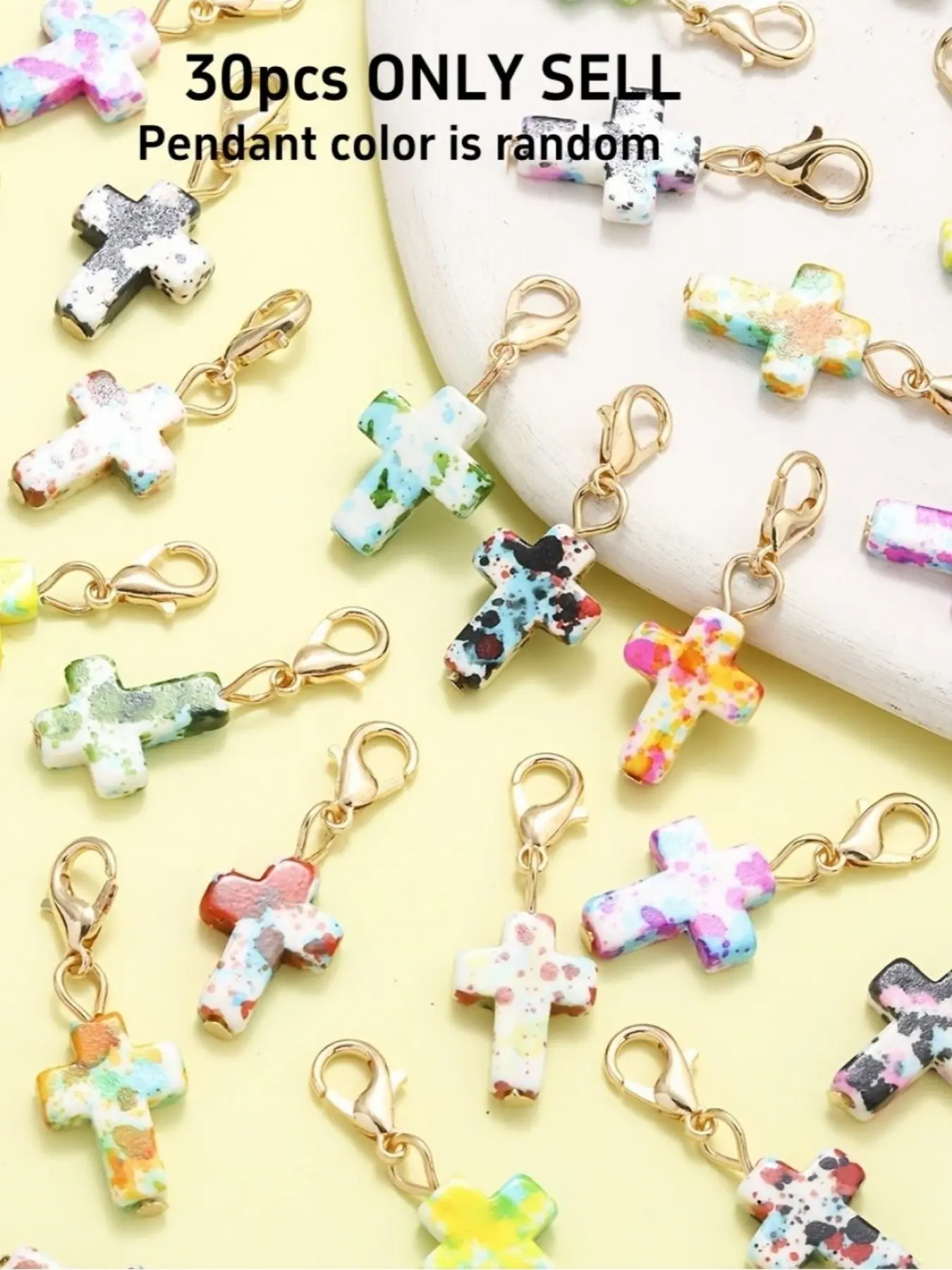 30Pcs Multi Color Cross Turquoise Resin Pendants DIY With Charms Keychain Keyring Craft Making Accessories Jewelry Findings Pendant Charm Diy Jewelry Decoration