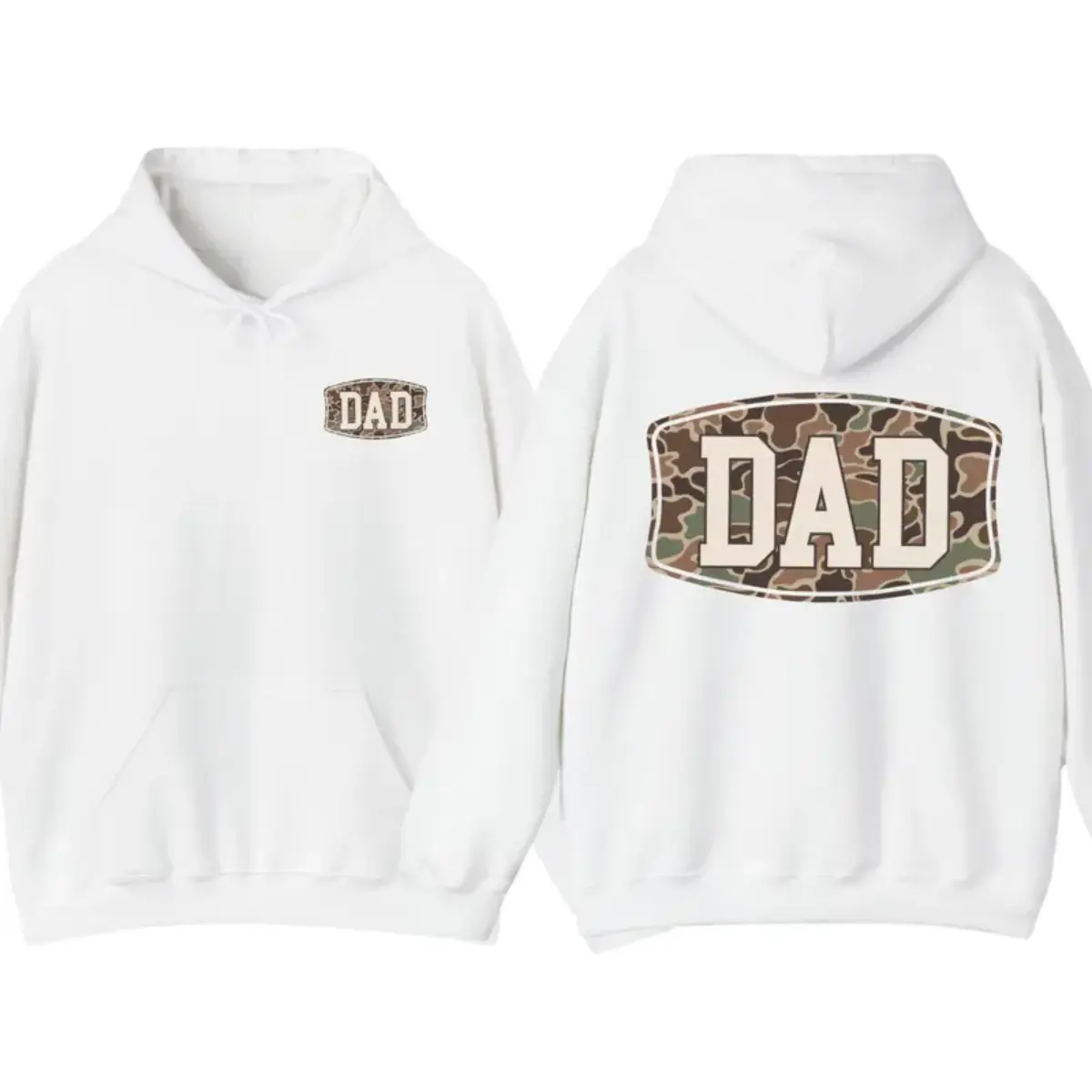 Camo Dad 2-Sided Hoodie, Funny Camouflage Graphic Pullover Hoodie, Casual Gift for Dad, Trendy Graphic Apparel for Men, Father's Day Gift
