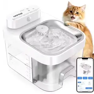 Wireless Cat Water Fountain - No Filter Cotton Needed, App Monitoring Wastewater Separation Pet Fountain, 5000mAh Battery & Plug-in 101oz/3L Smart Water Dispenser for Cats