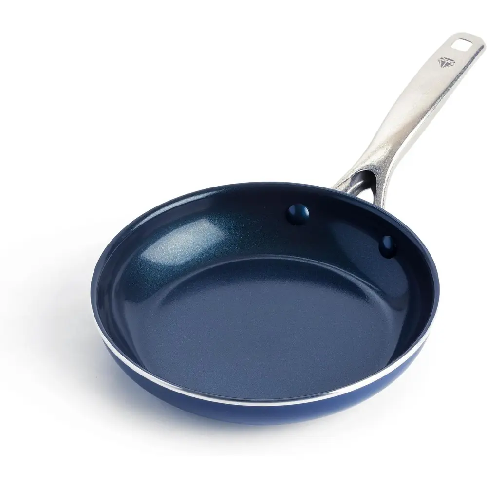 8" Diamond-Infused Nonstick Frying Pan - PFAS & PTFE-Free Ceramic Cookware, Heavy-Duty Forged Base, Ergonomic Stay-Cool Handle, Metal Utensil Compatible, Stovetop Friendly, Dishwasher Safe, Oven & Broiler Ready, Healthy Toxin-Free Cooking Pan