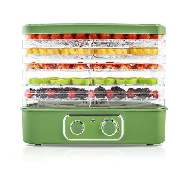 Pukomc Small Footprint Kitchen Food Dehydrator - 5 BPA-Free Trays, 240W, 120V Plug, Adjustable Temp, Quiet Operation, Dishwasher-Safe Slicer & Meat Chopper, Digital Control Panel, Solid Material, Kitchen Supplies for Jerky, Fruits