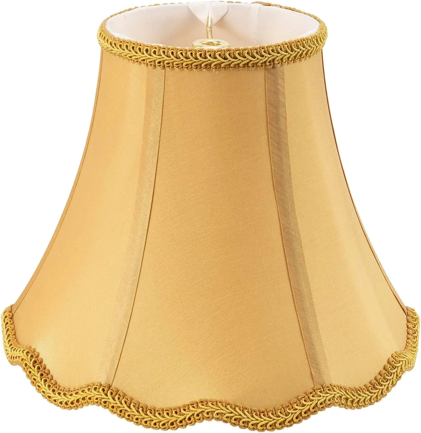 Golden Bell Lampshade, 5''x10''x8'', Solid Lamp Shade, Pack 1 | Harp Set Included, Scalloped Lampshade, Double Layers Polyester Fabric, Softback, No Assembling for Item Itself Is Required