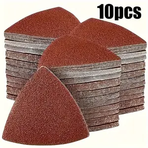 10-Piece Triangle Hole-Free Abrasive Sanding Pad Set, Multi-Grain (60/80/120/180/240), Durable Aluminum Oxide Material, Fast Results & Smooth Surface