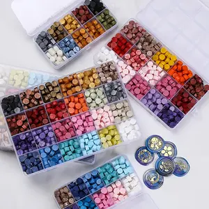24-color sealing wax beads, sealed wax beads, various colors, used for wax seal stamps, hexagonal wax sealing beads, suitable for wedding invitations, envelopes, gift cards, and DIY crafts home decor candle
