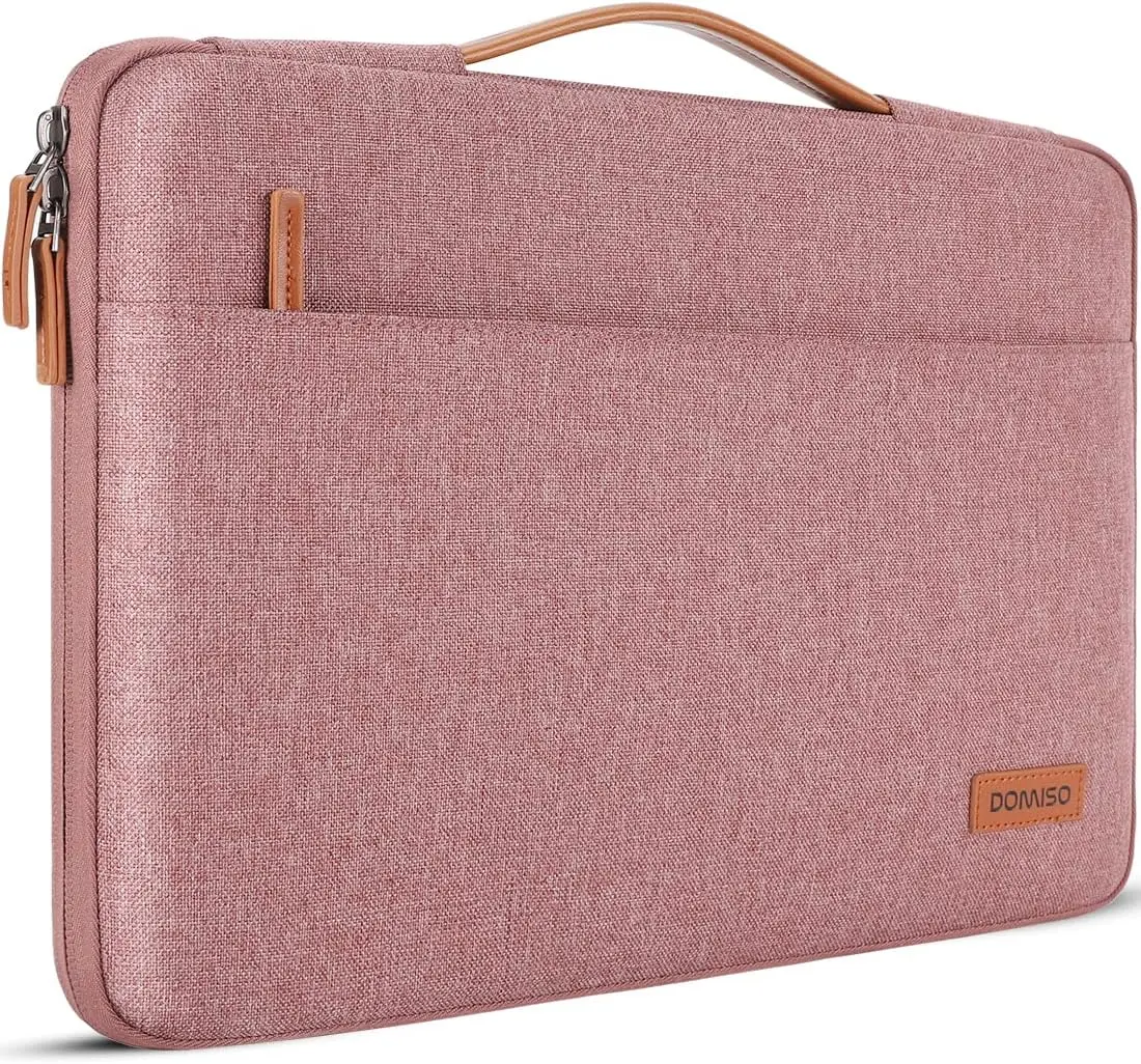 DOMISO 15.6 inch Laptop Case Sleeve Protective Cover Compatible with 16 inch MacBook Pro M4 M3 M2/Pro Max,15.6-16 inch HP Dell ASUS Lenovo Chromebook,Waterproof Computer Cases Bag with Handle,Pink