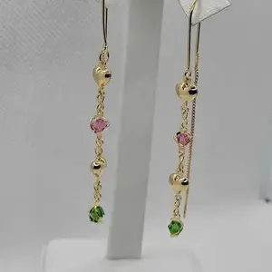 Brand New Brazilian 18k Gold Filled Dangle Heart Earrings