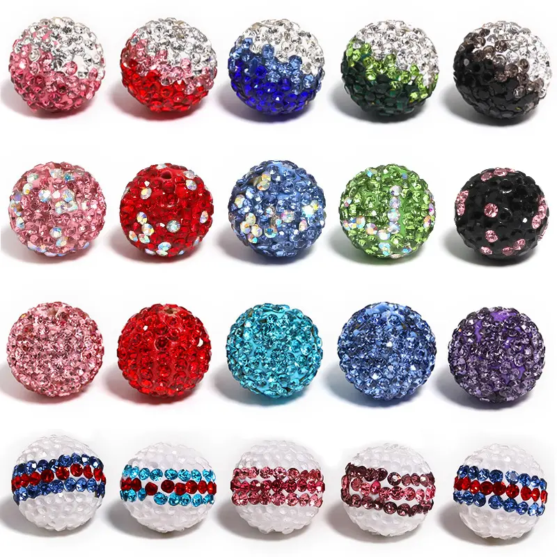 Diy 10pcs Beads 16mm for jewelry making pendant rhinestone pave beads clay pave disco ball beads fancy bead