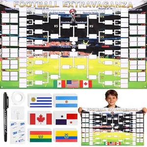 Summerwins 2026 World Soccer Tournament Extra Large Schedule Poster 59"x36" , 128PC Reusable National Flags Sticker, Soccer Schedule Posters with Full Match Timeline with Hooks,  Marker Pen, String, Summer World Soccer Wall Chart Poster Set