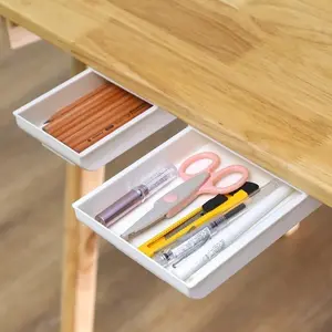 New Under-Desk Hidden Adhesive Fixed Square Office Stationery Makeup Pen Drawer Storage Box