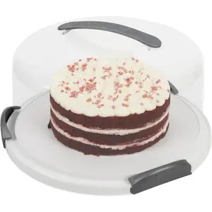 Extra Large Cake Carrier Storage Container With Server, Holds up to 12 Inch 3-Layer Cake, Clear Dome Lid Cover - Transports Pies and Other Desserts