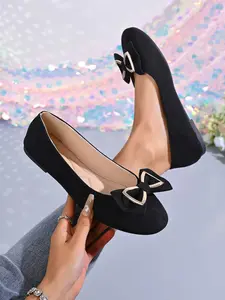 Fashion Women's Spring New Bow Knot Flat Shoes, Bowknot Design Flats, Gentle Round Toe Flats, Casual Comfortable Footwear for Daily Wear, Ballet Flat