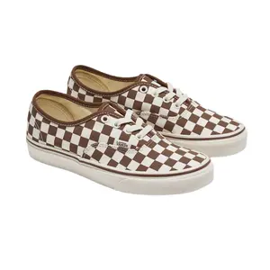 VANS Classic Casual Footwear, Men's Low-top Lace-up Canvas Sneaker Trainers - Brown Heritage Checkerboard Print, Rubber Waffle Outsoles - VN000BW5BRO1