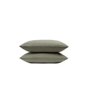 Parachute Linen Box Quilted Sham Set in Moss