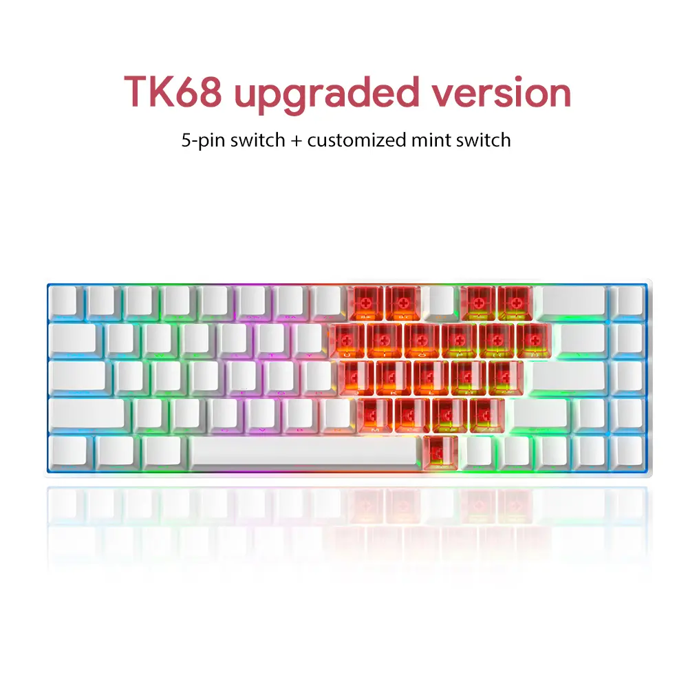 ZIFRIEND TK68 60% Mechanical Gaming Keyboard,RGB Light,Portable 68