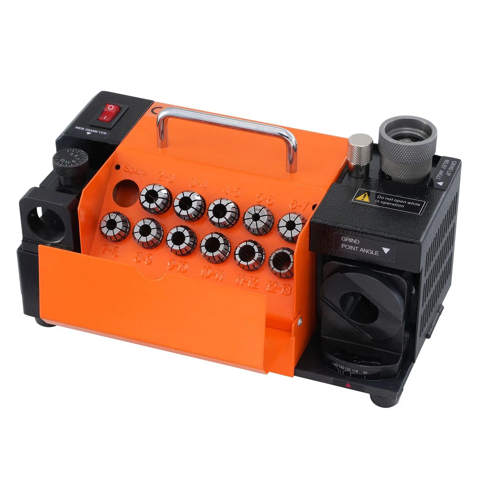 VEVOR MR-13A Drill Bit Sharpener for Sharpening Drill Bits, 45# Steel Body Grinder, 3-13mm Range, 11 Collets, DC Motor, Adjustable Point Angles, CBN Grinding Wheel, Portable, Low Noise, Strong Torque, Precise, Long-Lasting Durability