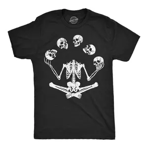 Mens Funny T Shirts Juggling Skeleton Sarcastic Halloween Graphic Novelty Tee For Men Mens Funny T Shirts Cool Vintage Fashion T-Shirt Gift Classic Menswear Halloween Apparel for Men Novelty Tees for Guys Black -