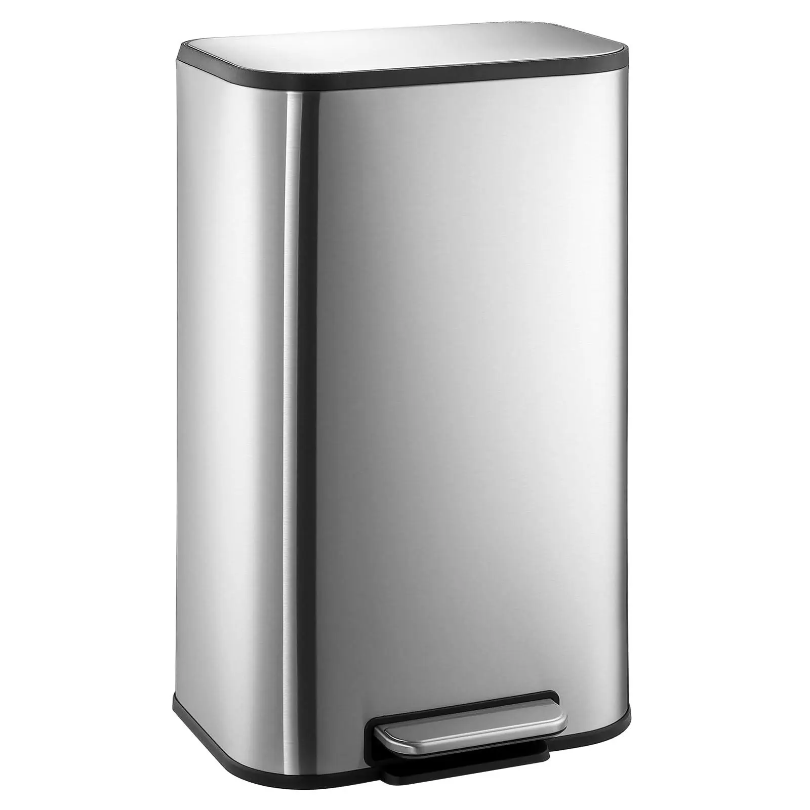 Stainless Steel Step Trash Can for Kitchen – 30L (8 Gallon) – Smudge-Resistant, Soft-Close Lid, Removable Inner Bucket, Foot Pedal – Odor-Proof Waste Bin for Home, Office – 36.5×29.3×60.9cm