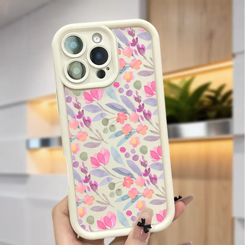 Pastel Floral Smartphone Case for iPhone 17 Air, 15, 16, 16e, 14, 13, 12, 11 Pro Max Plus, X, XS - Anti-Scratch, Shockproof TPU Bumper, Drop-Proof Cover with Precision Fit, Non-Slip Texture for Handheld Cellphone Devices Protection