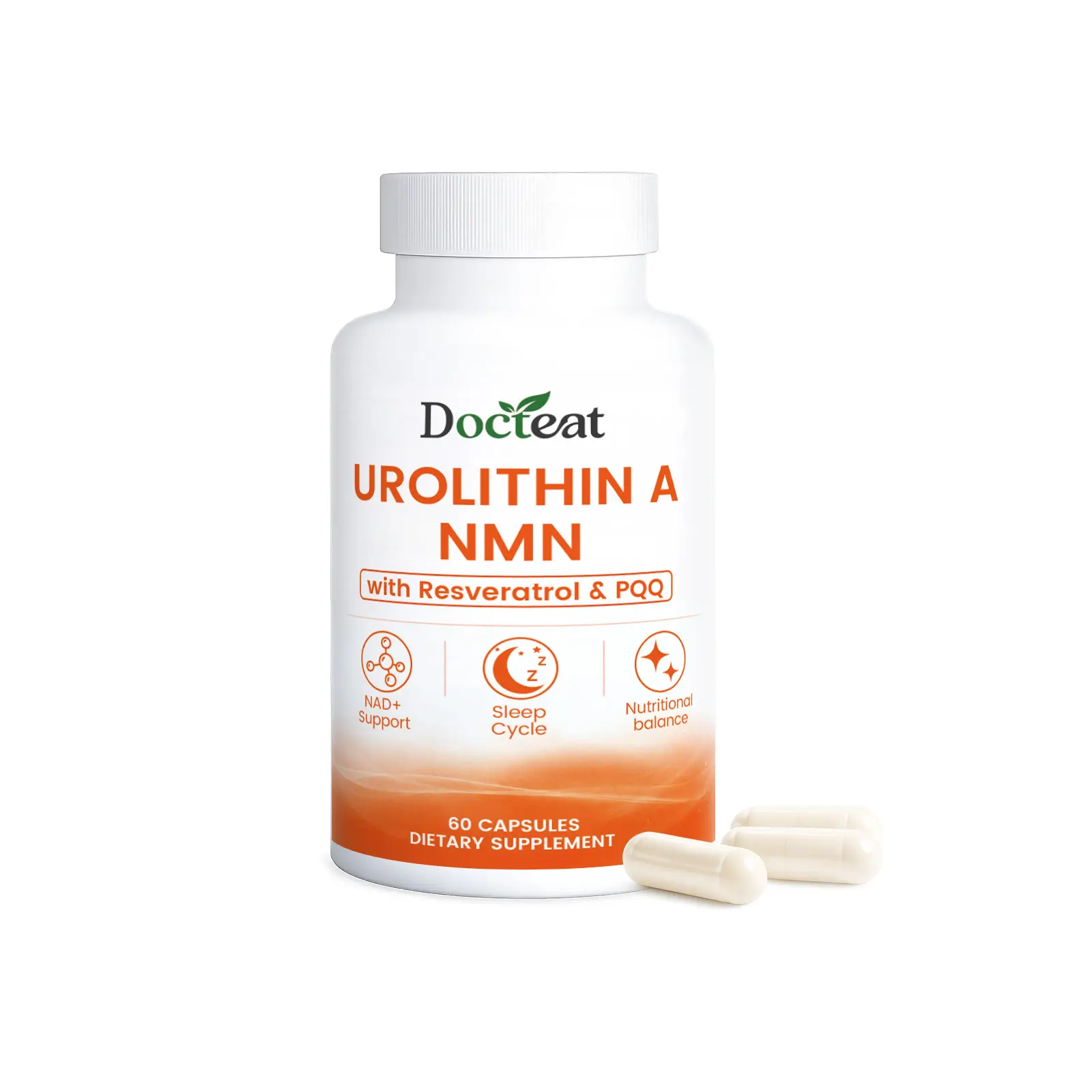Cellular Energy Support Capsules Infused Urolithin A Resveratrol CoQ10 PQQ & NAD+, Maintain Mitochondrial Activity Metabolic Balance Daily Wellness & Healthy Sleep Cycle
