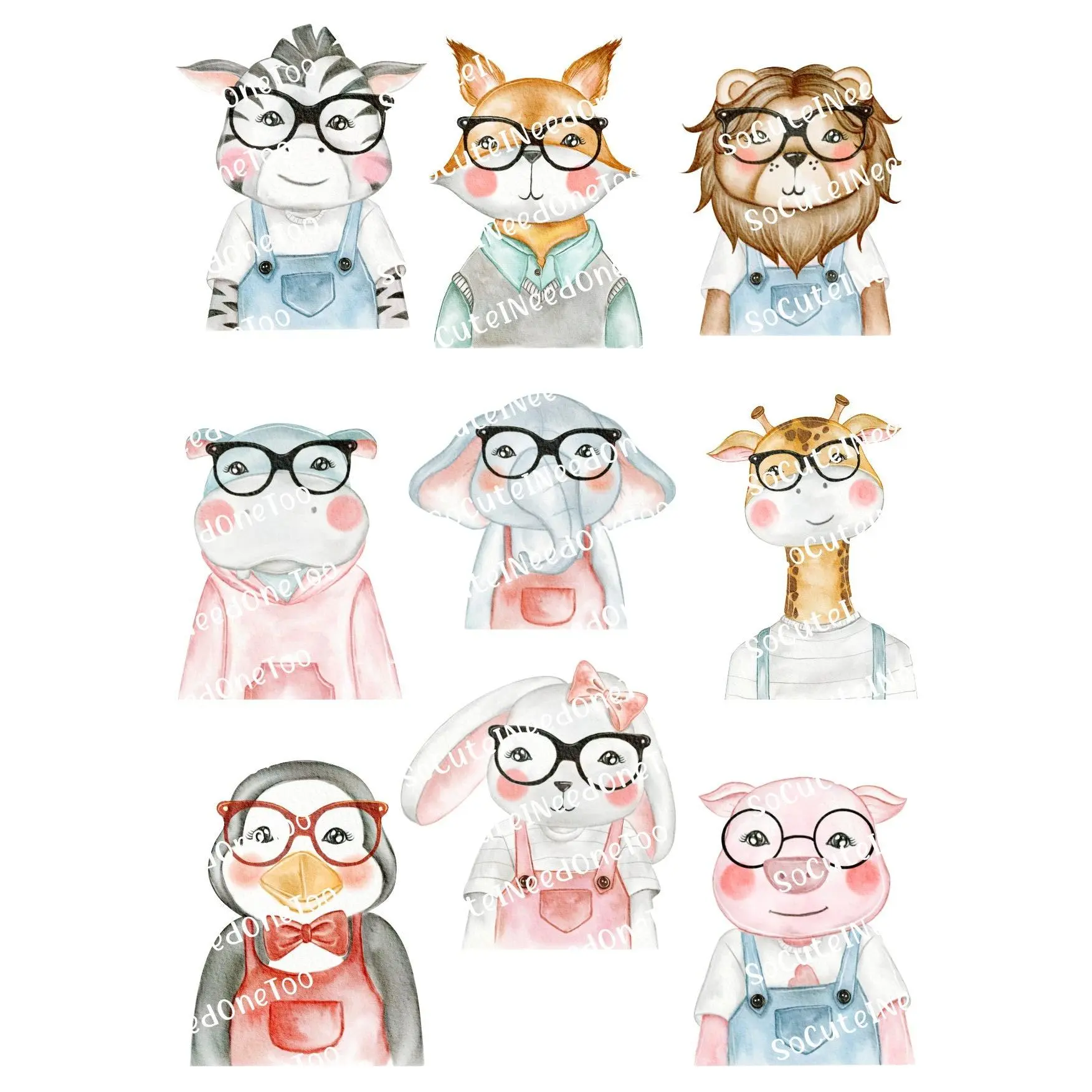 Adorable Cute Animal Waterslide Stickers - Vibrant, Fade-Resistant Colors for Personalizing Tumblers, Mugs, Smooth Surfaces, Ideal for Animal Lovers, Children