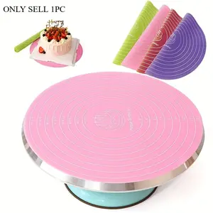 1Pc Non-stick Silicone Pastry Mat for Cake Turntable with Measurements - Heat-resistant Baking Tool for Easy Cake Decoration and Baking