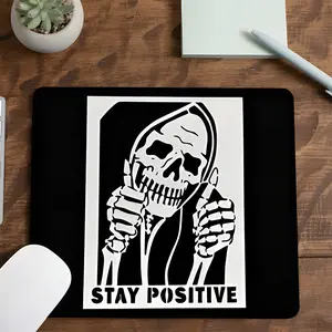 Black & White Funny Skull Motivational Quotes Glass Mouse Pad, Gaming Mouse Pads, Office Humor & Fun Decor, High Quality Reinforced Glass, Waterproof Washable Smooth Hard Desk Mat, Smooth for Gaming and Office, Ideal Gift for Family, Desk Accessories