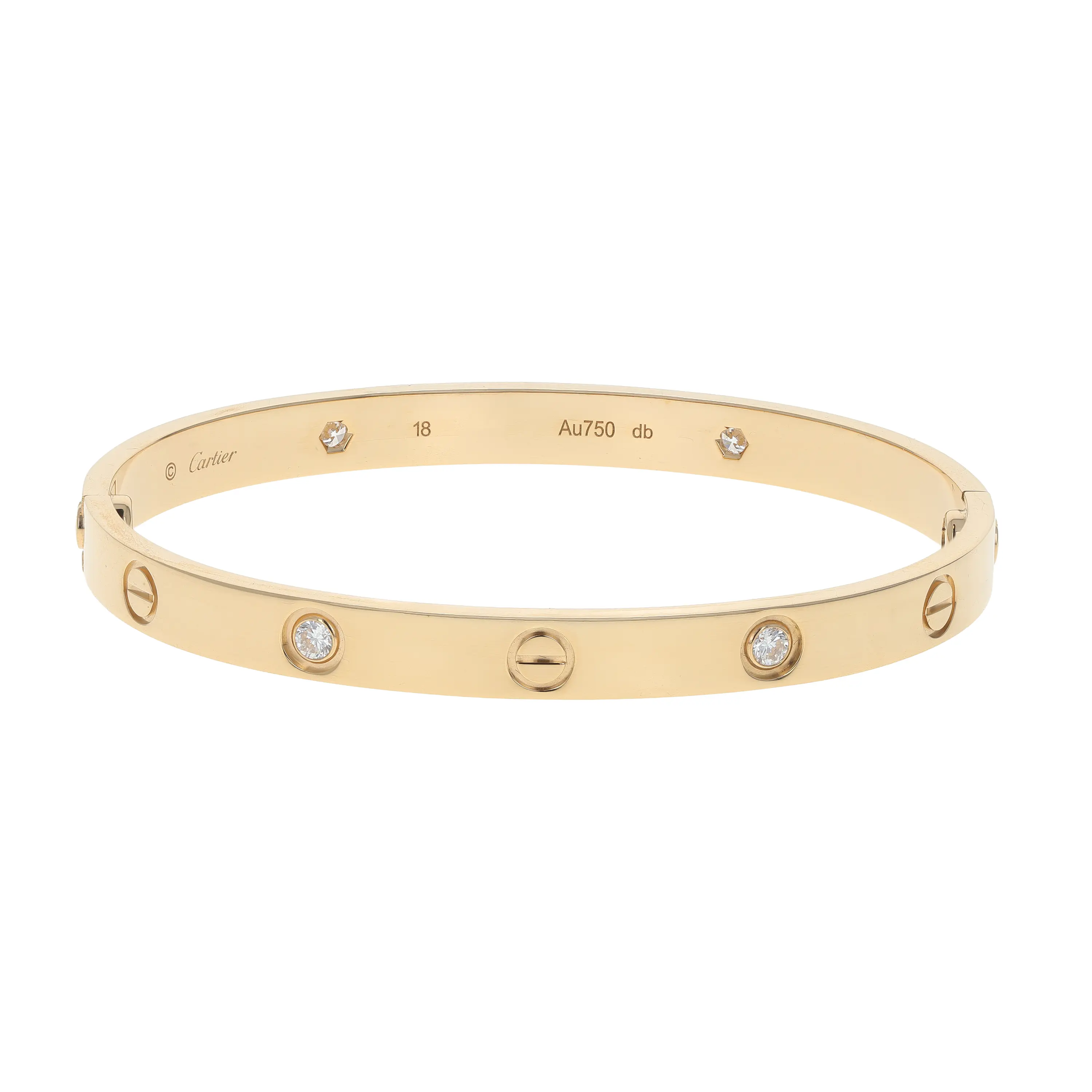 Pre-owned Cartier Love Bangle Bracelet Size 18