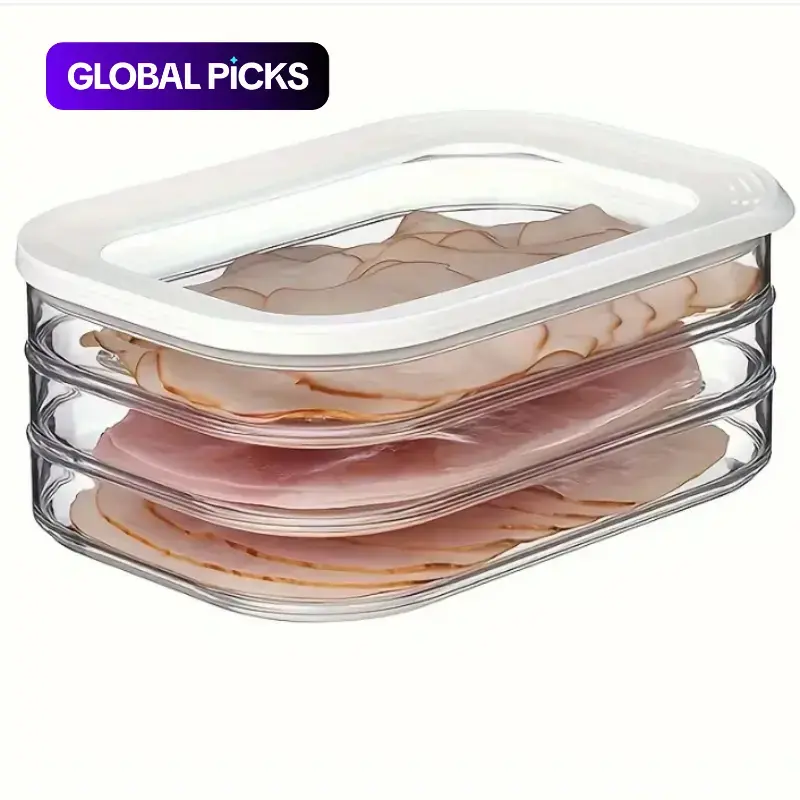 3-Layer Food Storage Box, Organized Food Storage, 1 Count Reusable Food Container for Meat, Fruit and Vegetables, Kitchen Organizer, Travel Accessories, Kitchen Accessories, Meal Prep Container, Not Suitable for Dishwashers or Microwaves #GLOBAL PICKS