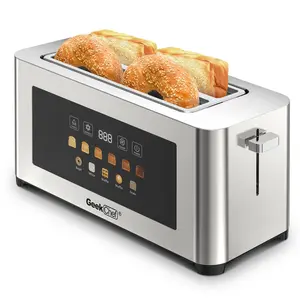 4-Slice Toaster with Extra-Wide Entrance Stainless Steel Surface LED Display Touch Panel Automatic Shut-Off Anti-Jam Easy Clean Cord Storage for Family