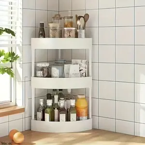 1PC Corner Shelf Bathroom Storage Rack Wall Mounted Kitchen Shelving Unit for Toilet Organizer Supplies with Non Skid Base Bathroom Accessory
