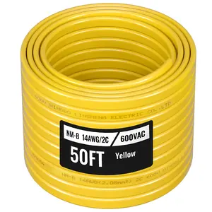 VEVOR NM-B Wire, Summervibes,Summervibes, 14AWG/2C Non-Mettalic Residential Indoor Electrical Wire with Ground, PVC Sheathed High-Purity Copper Core Cable, for Outlets, Switches, Other Loads & Lighting Wiring Projects(50 ft)