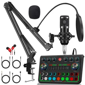 Bm-800 Microphone Set, Live Streaming Podcast Equipment, Audio Interface with Dj Mixer, Voice Changer, Ideal for Live Streams, Podcasts, Gaming, Tiktok, Youtube