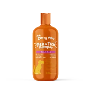 Zesty Paws Flea & Tick Removal Shampoo for Dogs - 16-fl oz Natural Soothing Deodorizing Cleaning Formula with Cedarwood Oil & Peppermint for Skin & Coat Care