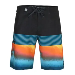 Men's Board Shorts Summer Beach Swim Trunks Zipper Pocket with No Mesh Lining Casual Fabric Fashion Menswear Polyester Striped
